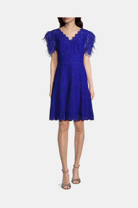 Feather Trim Lace Dress sold by Lord & Taylor