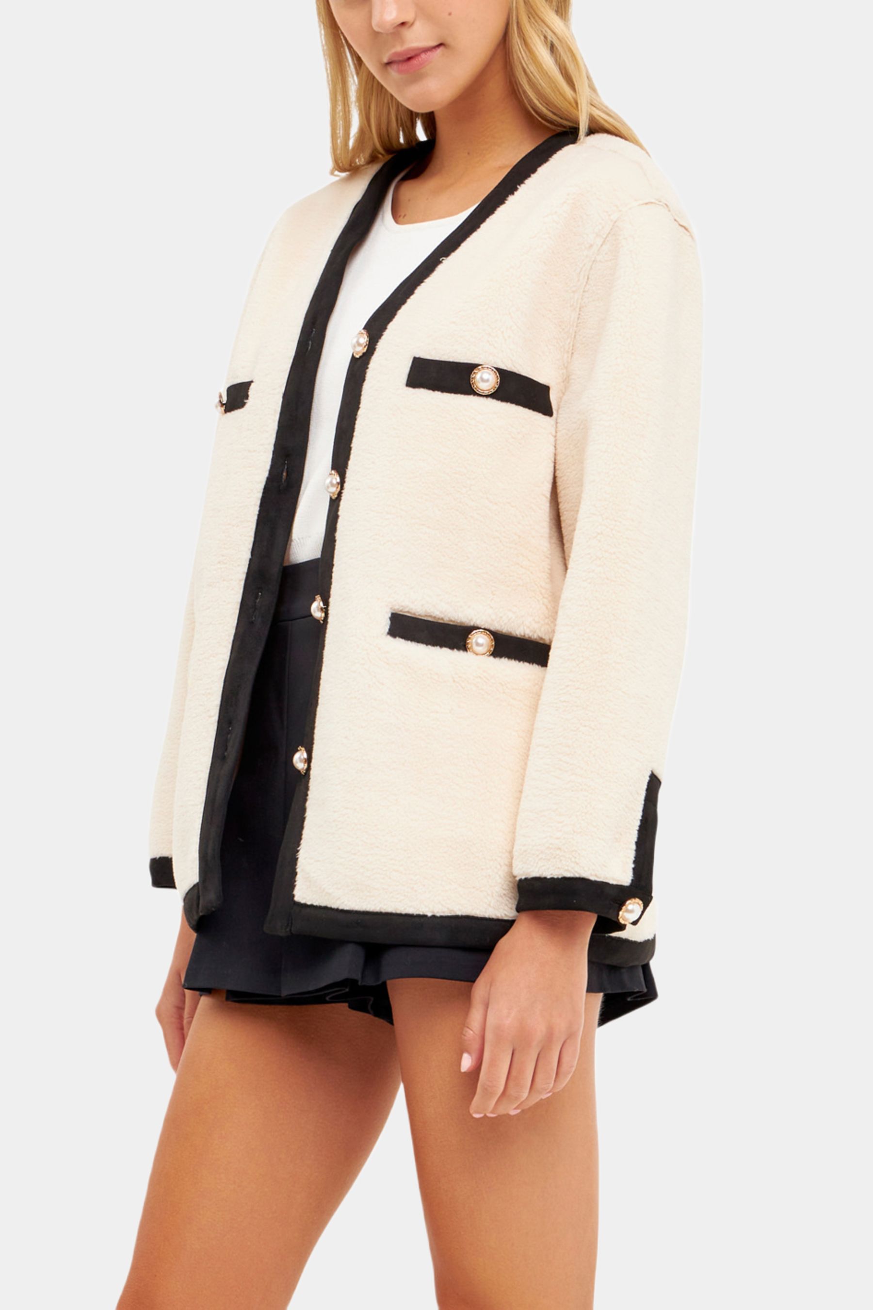 Shearling Buttoned Jacket sold by Lord & Taylor product image thumbnail 3