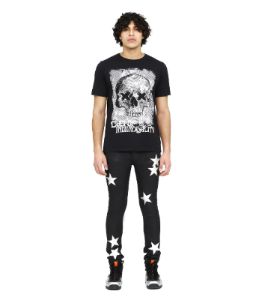 Rocker Destructed Slim Jeans with Logo Belt sold by Lord & Taylor