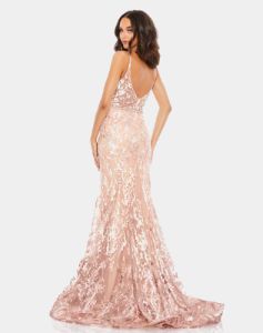 Sleeveless Mesh Detail Fitted Gown sold by Lord & Taylor