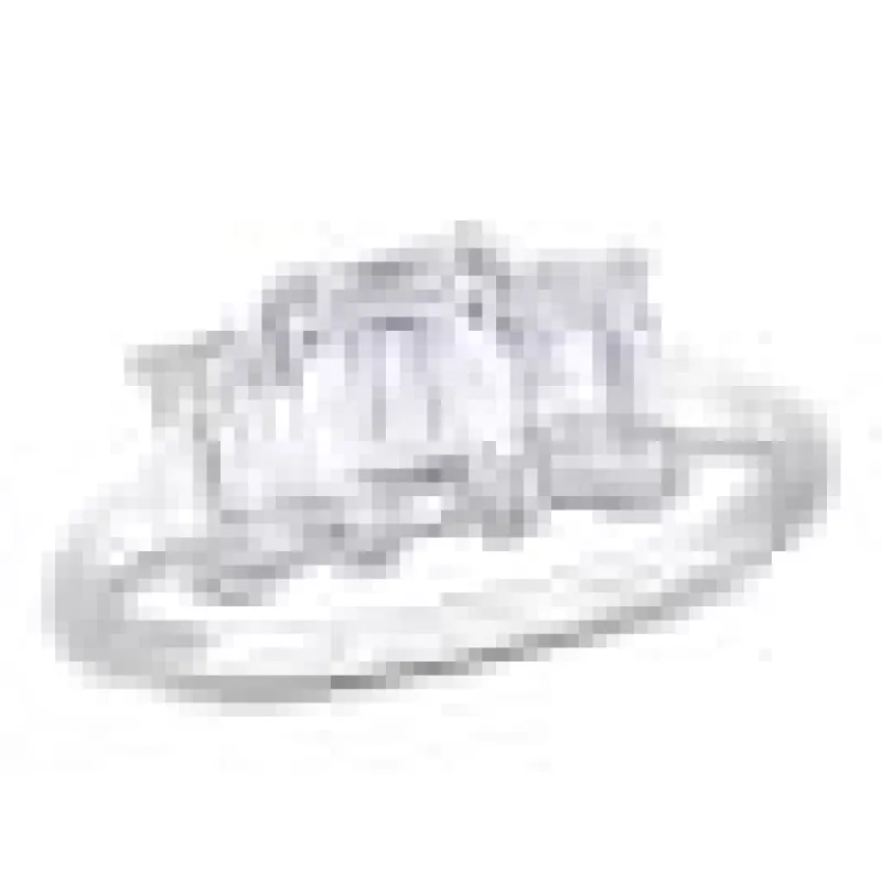 Emerald-Cut Moissanite Three-Stone Engagement Ring sold by Lord & Taylor