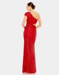 Sequined One Shoulder Cap Sleeve Cut Out Gown sold by Lord & Taylor