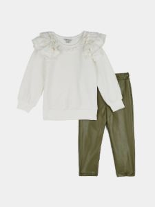Girls Ruffle Sleeve Pullover & Pants 2-Piece Set sold by Lord & Taylor