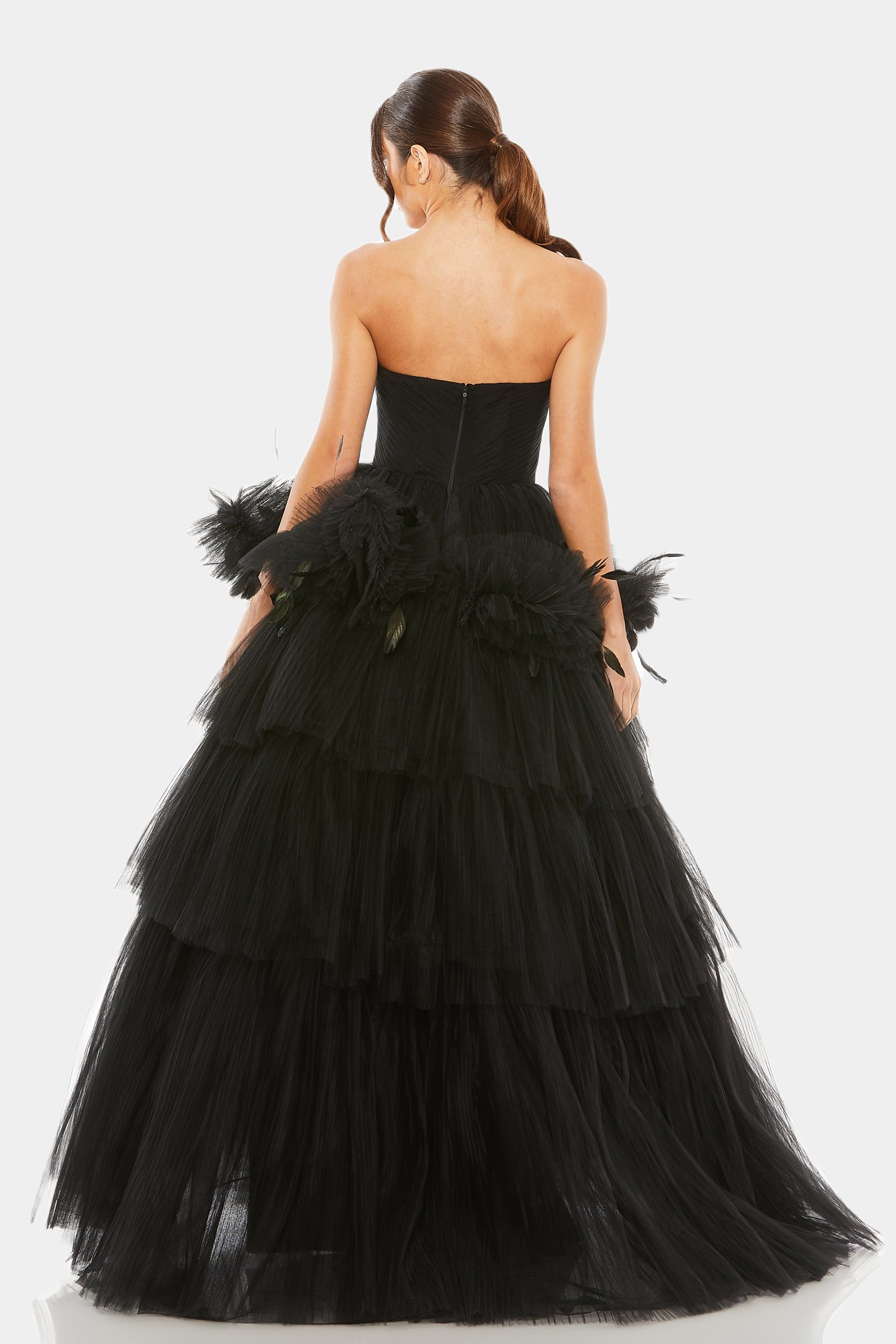 Feather Detail Strapless Tulle Gown sold by Lord & Taylor product image thumbnail 3