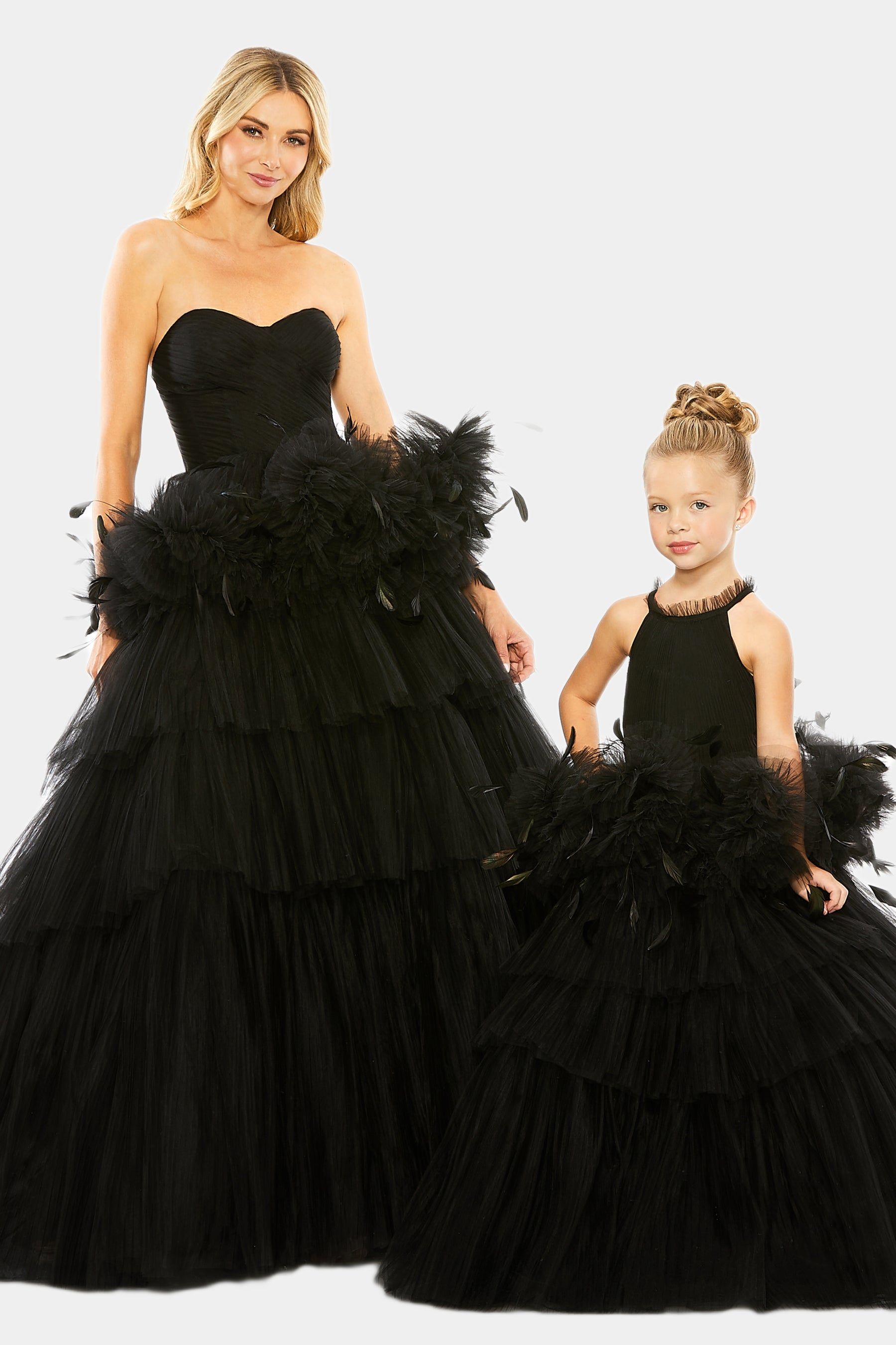 Feather Detail Strapless Tulle Gown sold by Lord & Taylor product image thumbnail 2