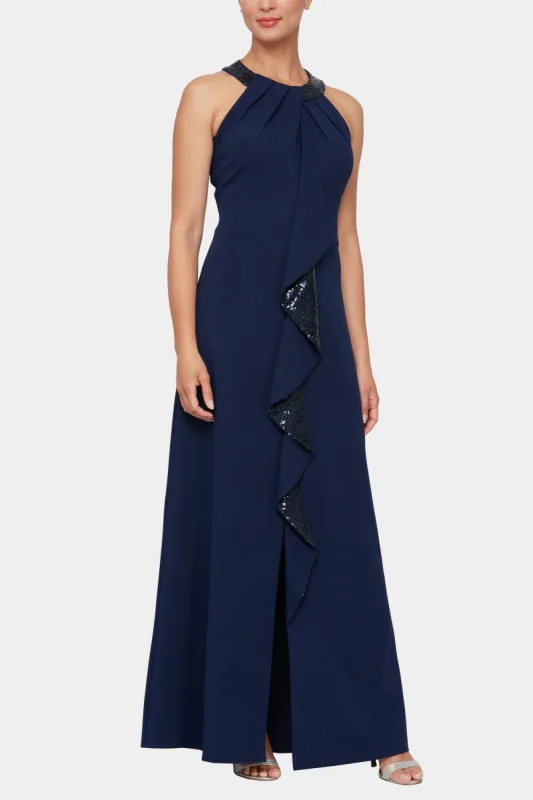 Halter Neckline Sequin Cascade Dress sold by Lord & Taylor