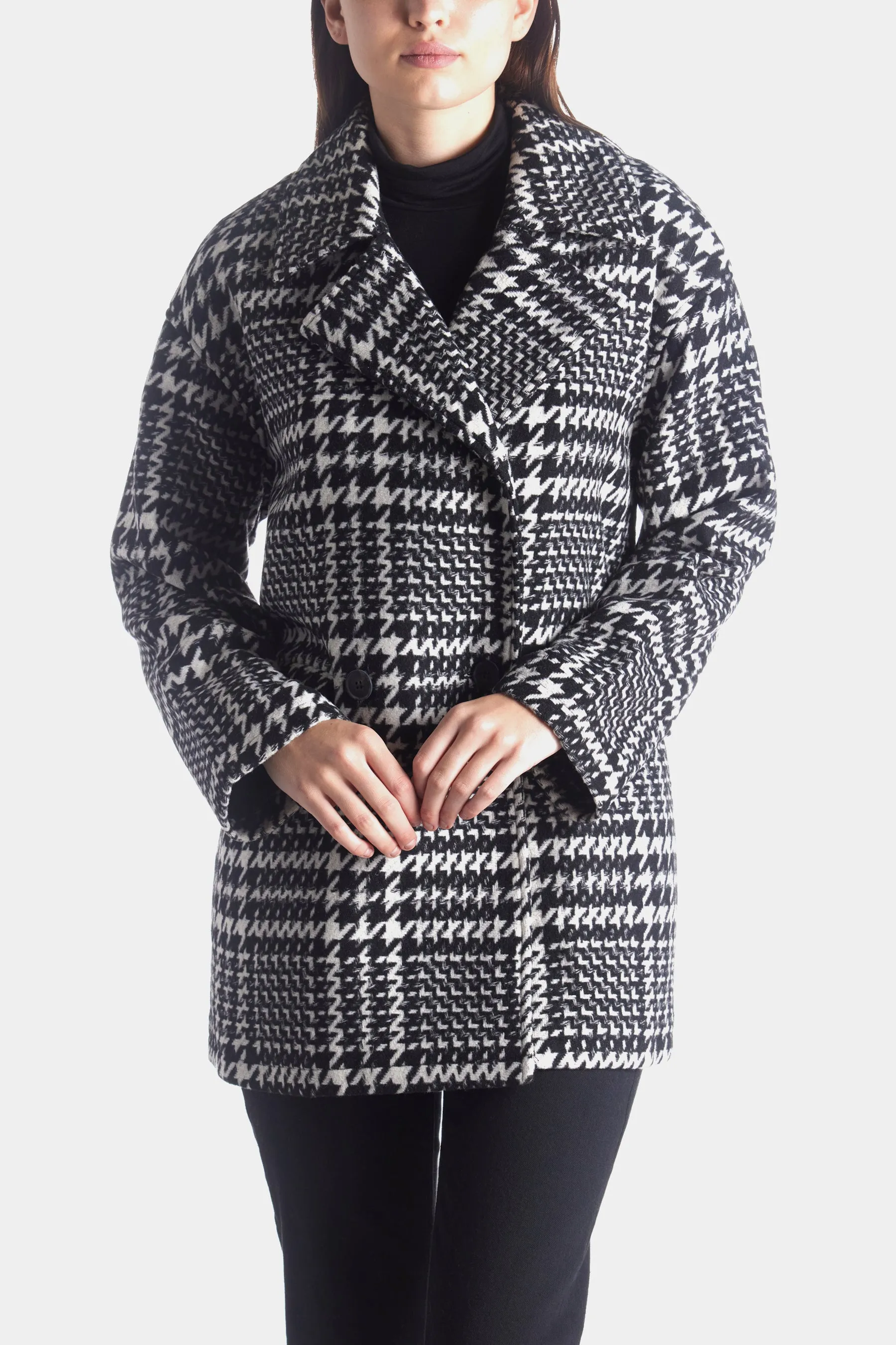 Oversized Wool Blend Plaid Houndstooth Coat sold by Lord & Taylor product image thumbnail 4