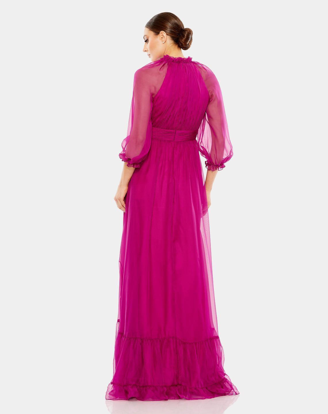 Chiffon Ruched Illusion Ruffled Gown sold by Lord & Taylor product image thumbnail 8