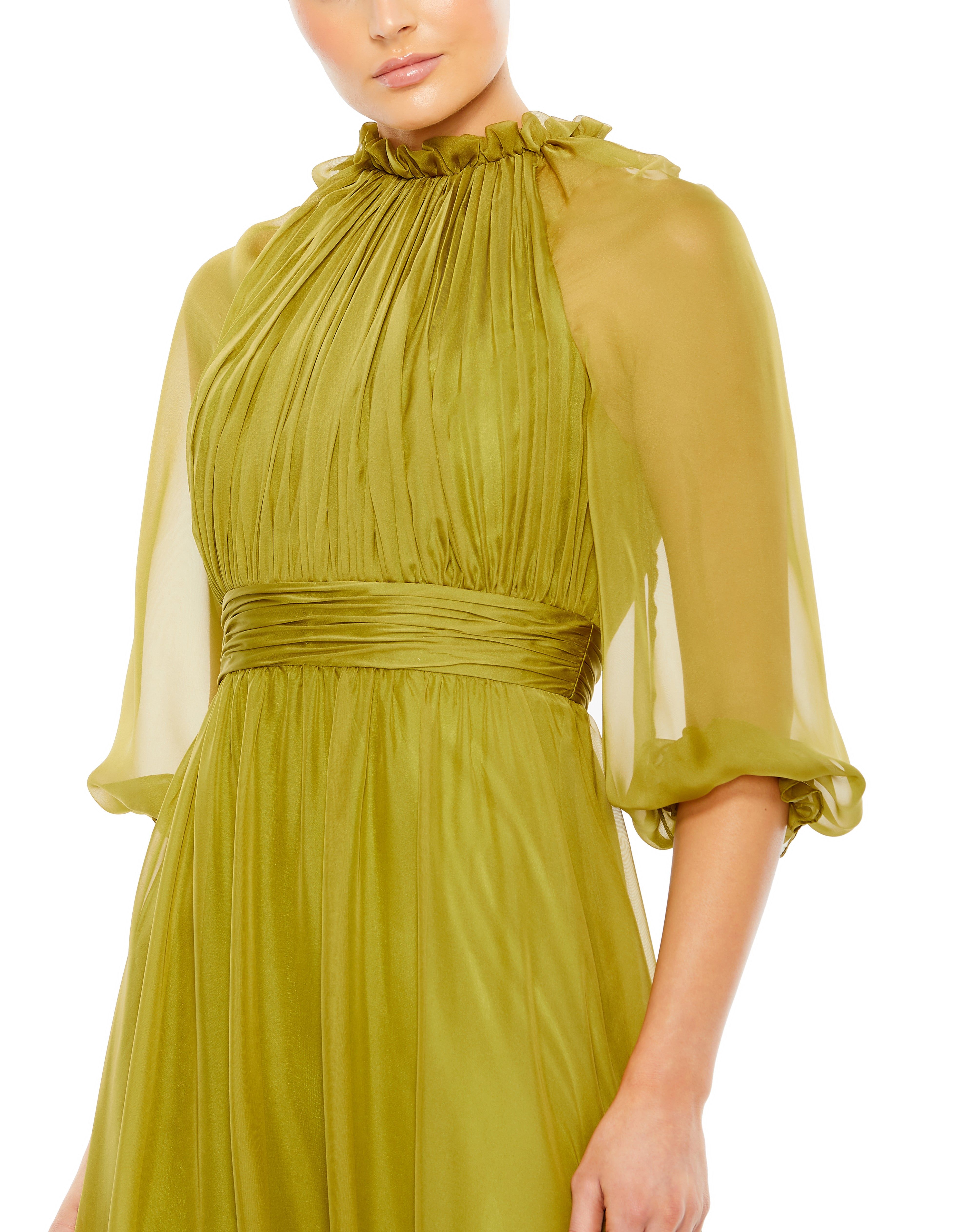 Chiffon Ruched Illusion Ruffled Gown sold by Lord & Taylor product image thumbnail 2