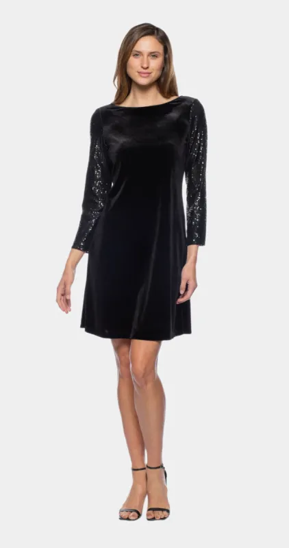 Long Sleeve Sequin Velvet Dress sold by Lord & Taylor