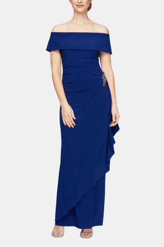 Long Off-The-Shoulder Embellished Matte Jersey Dress sold by Lord & Taylor