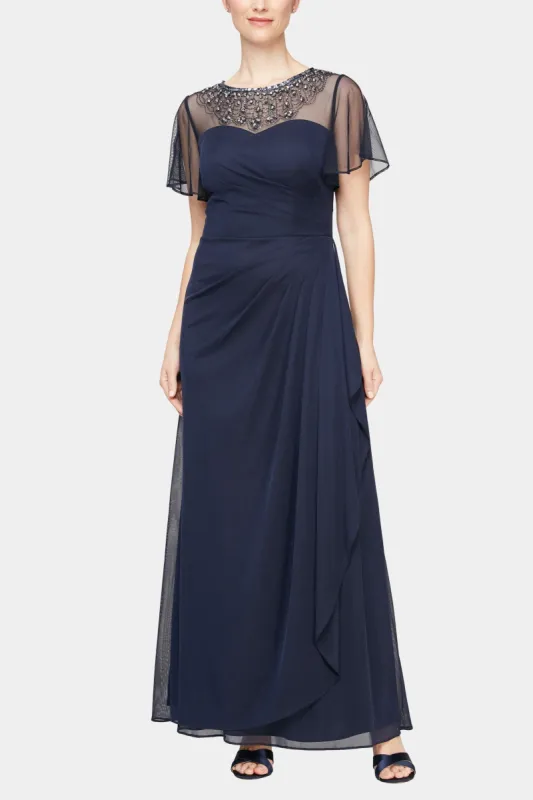 Embellished Illusion Neck A-Line Dress sold by Lord & Taylor