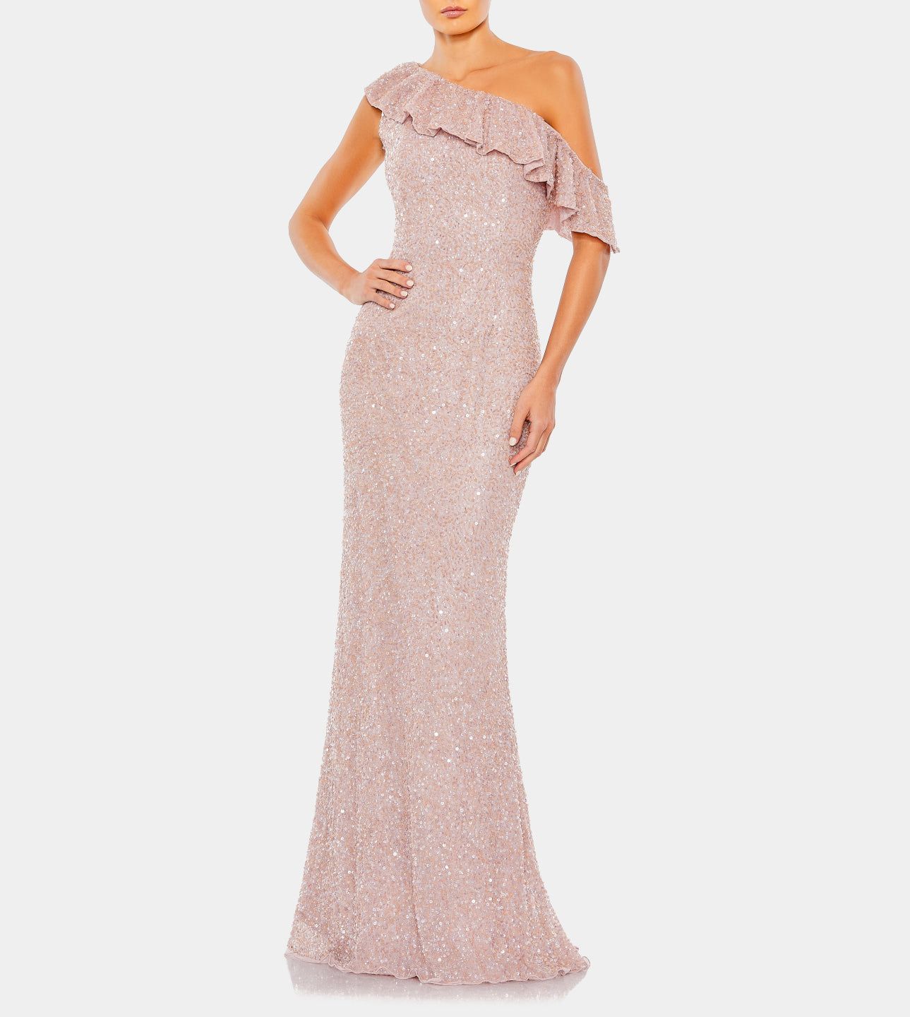 Sequined Drop Shoulder Trumpet Gown sold by Lord & Taylor
