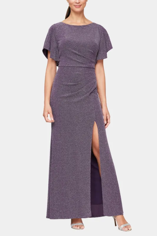 Long Flutter Sleeve Metallic Knit Dress sold by Lord & Taylor