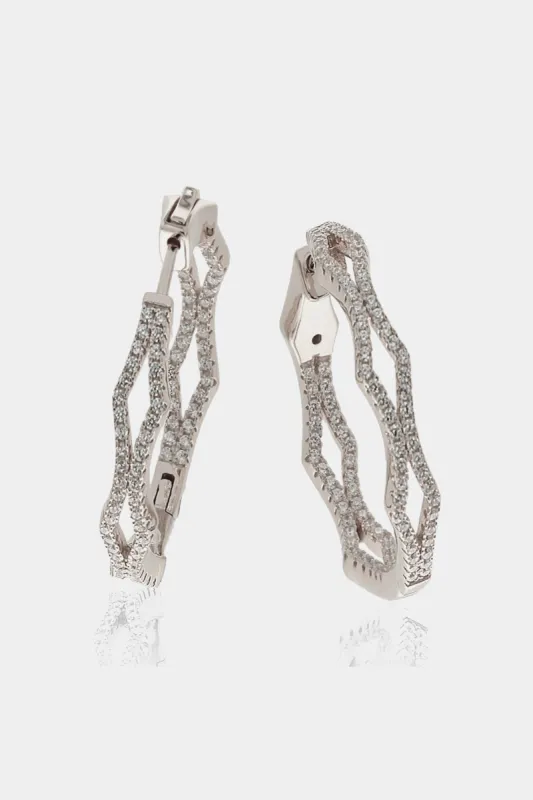 Pave Modern Hoop Earrings sold by Lord & Taylor