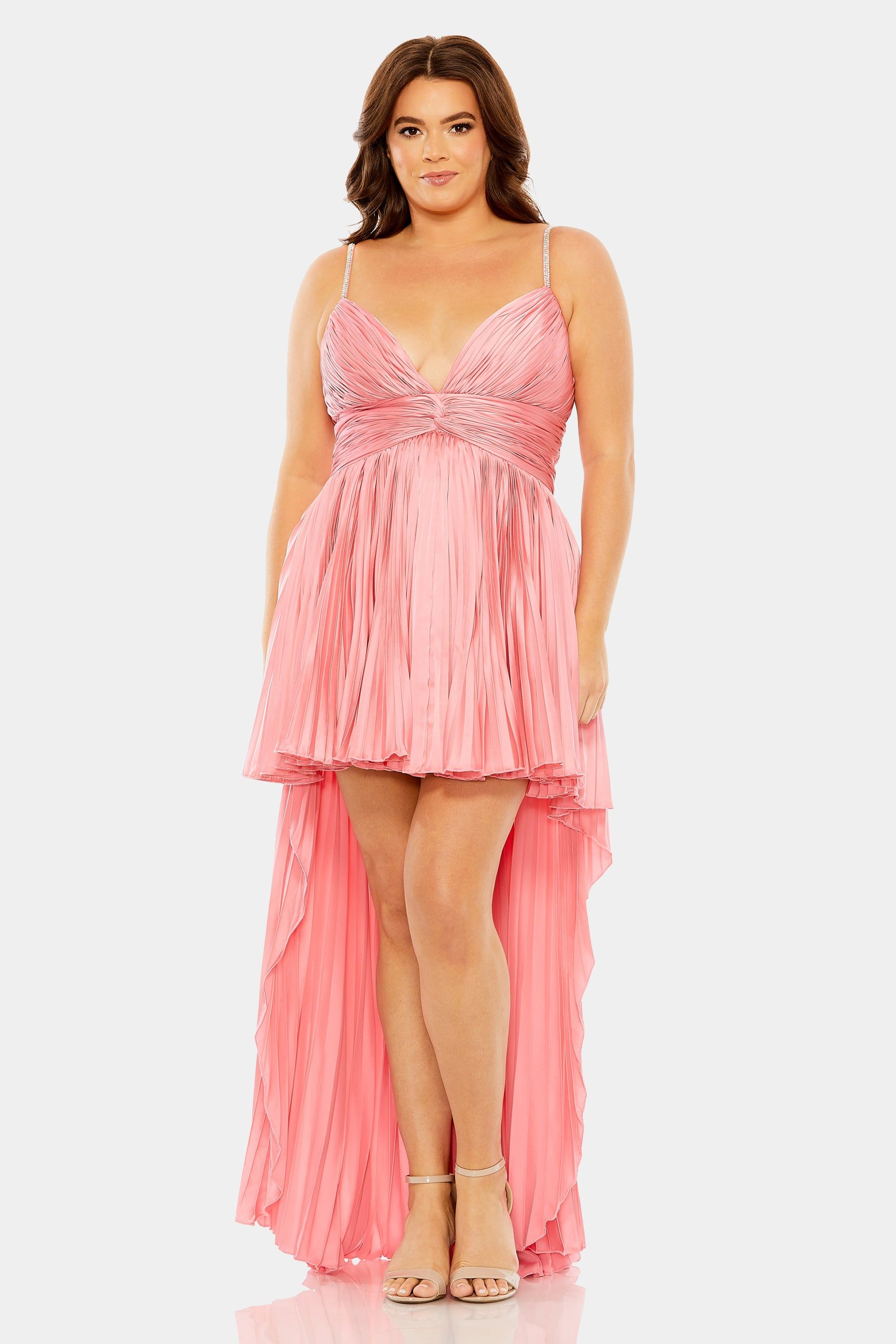 Rhinestoned Detail High Low Pleated Gown sold by Lord & Taylor product image thumbnail 3