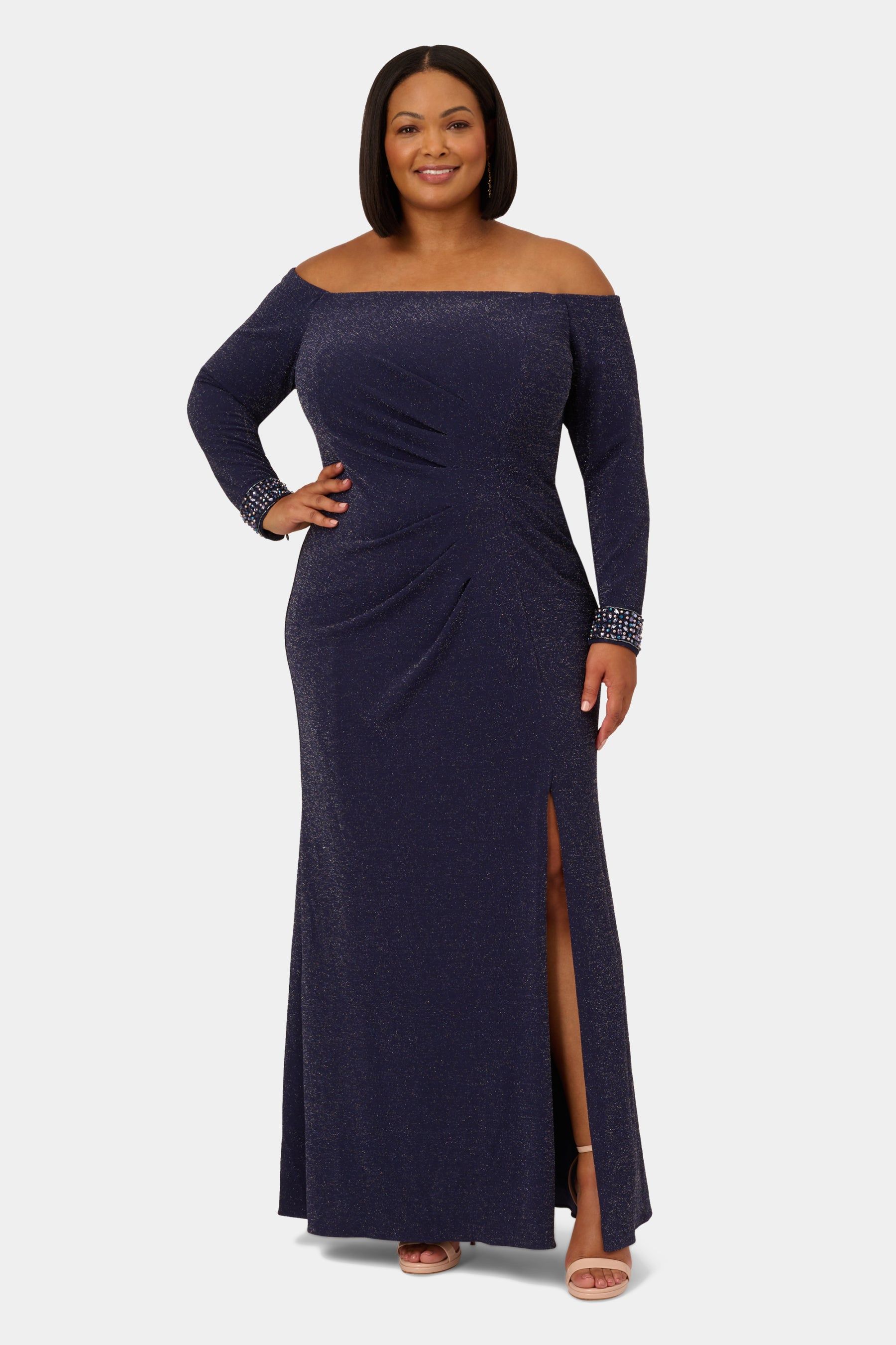 Metallic Knit Beaded Gown sold by Lord & Taylor