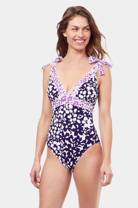 Pop Flower V Neck One Piece sold by Lord & Taylor