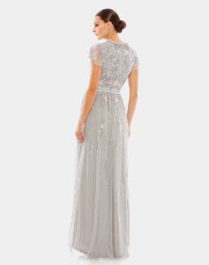 Embellished Asymmetrical Wrap Gown sold by Lord & Taylor