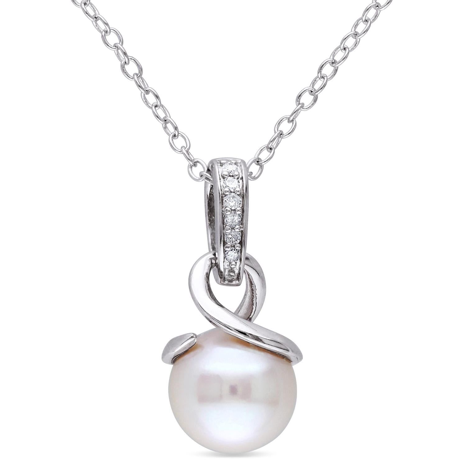 Cultured Freshwater Pearl and Diamond Necklace sold by Lord & Taylor product image thumbnail 4