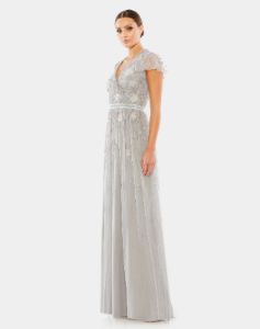 Embellished Asymmetrical Wrap Gown sold by Lord & Taylor