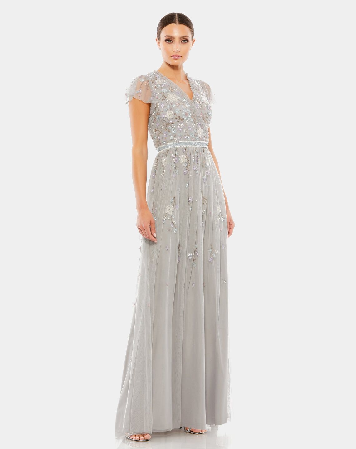 Embellished Asymmetrical Wrap Gown sold by Lord & Taylor