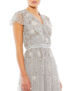 Embellished Asymmetrical Wrap Gown sold by Lord & Taylor
