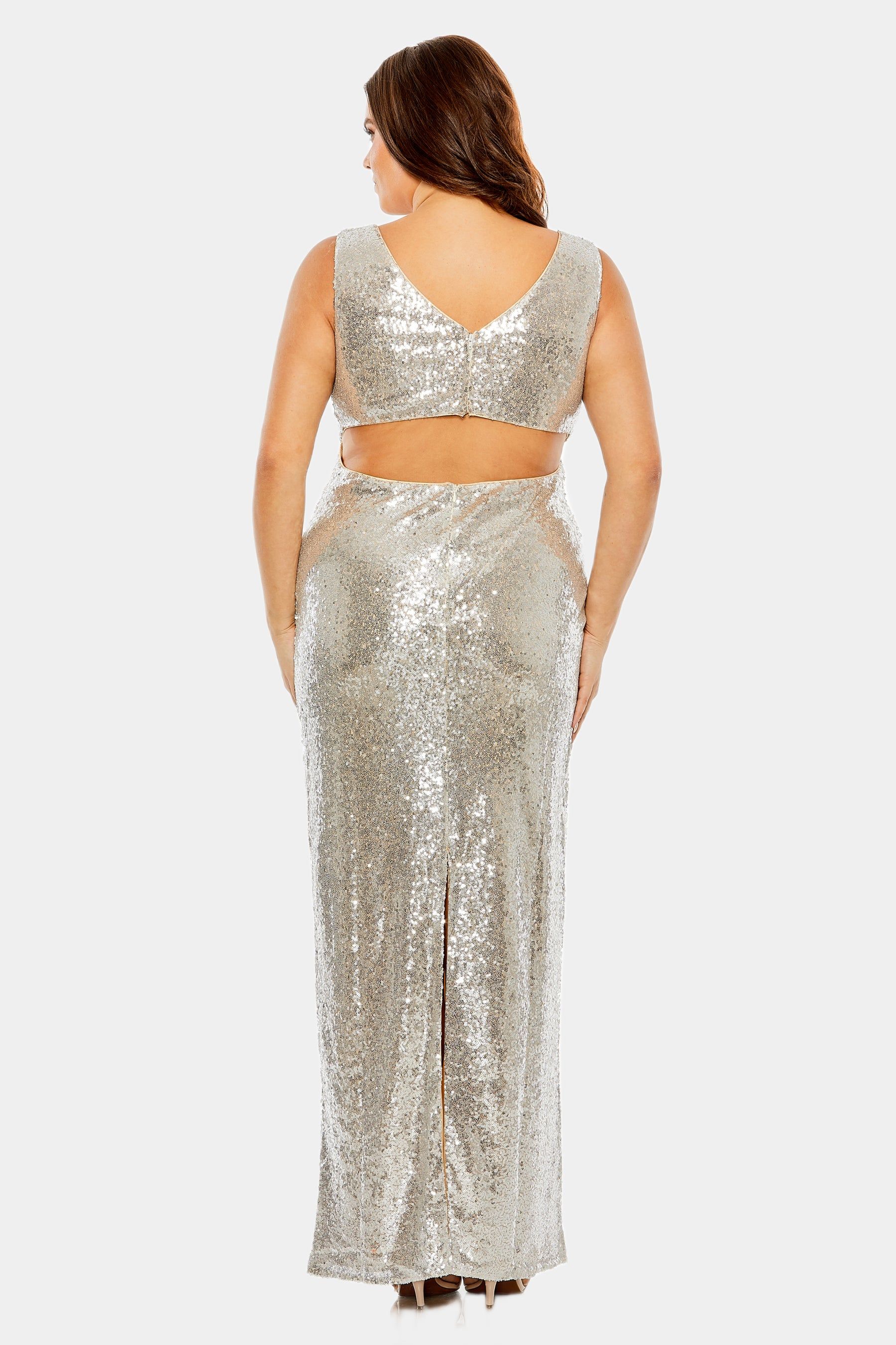 Sequin V-Neckline Back Cutout Gown sold by Lord & Taylor product image thumbnail 3