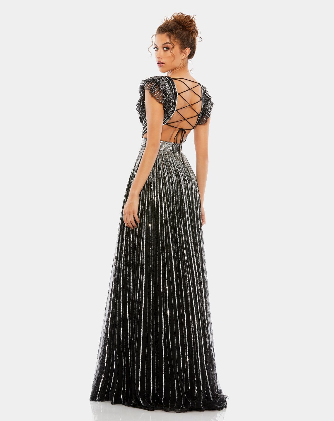 Sequined Cut Out Lace Up Gown sold by Lord & Taylor product image thumbnail 4