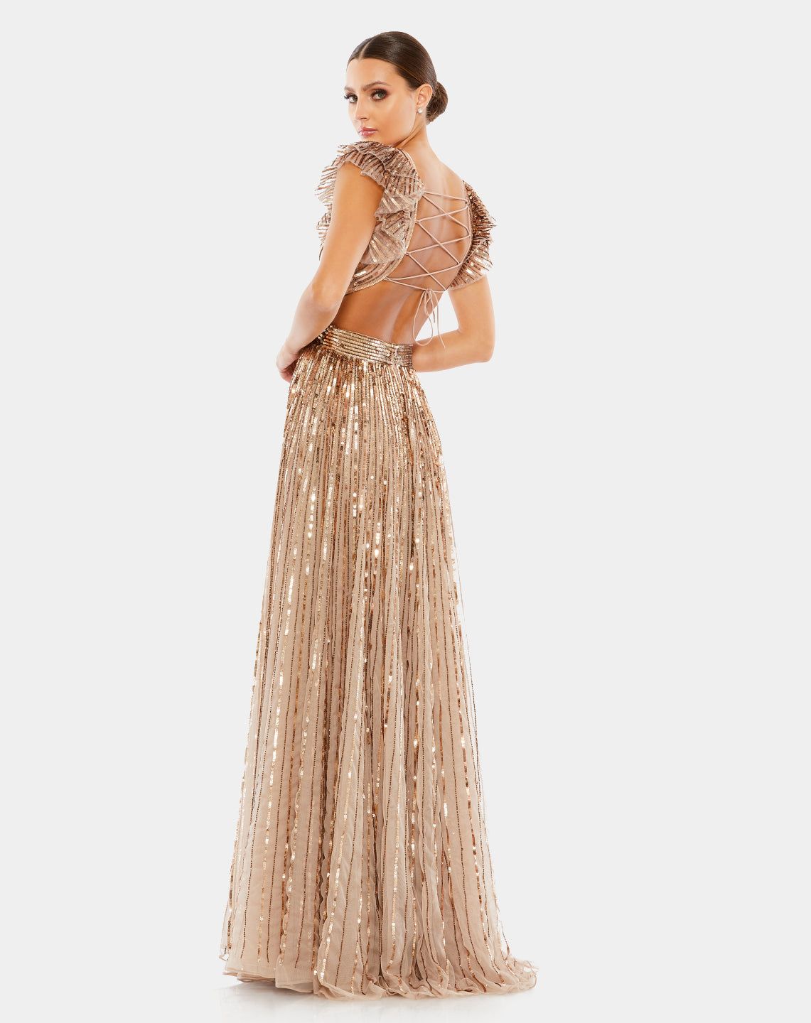 Sequined Cut Out Lace Up Gown sold by Lord & Taylor product image thumbnail 8