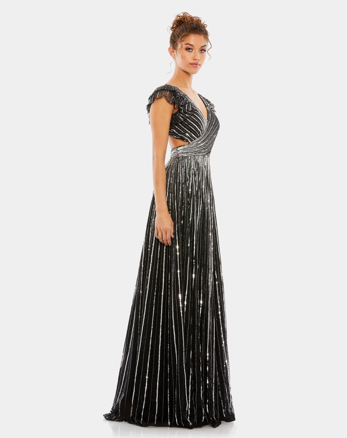 Sequined Cut Out Lace Up Gown sold by Lord & Taylor product image thumbnail 5