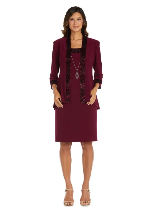 Petite Two-Piece Banded Glitter Velvet Jacket and Dress Set sold by Lord & Taylor