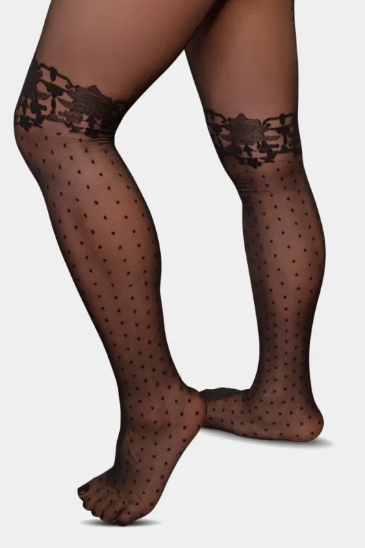 Dot Print Lace Tights sold by Lord & Taylor
