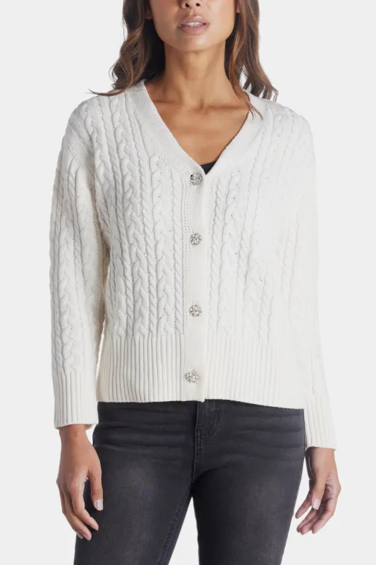 Cable Cardigan With Jewel Buttons sold by Lord & Taylor