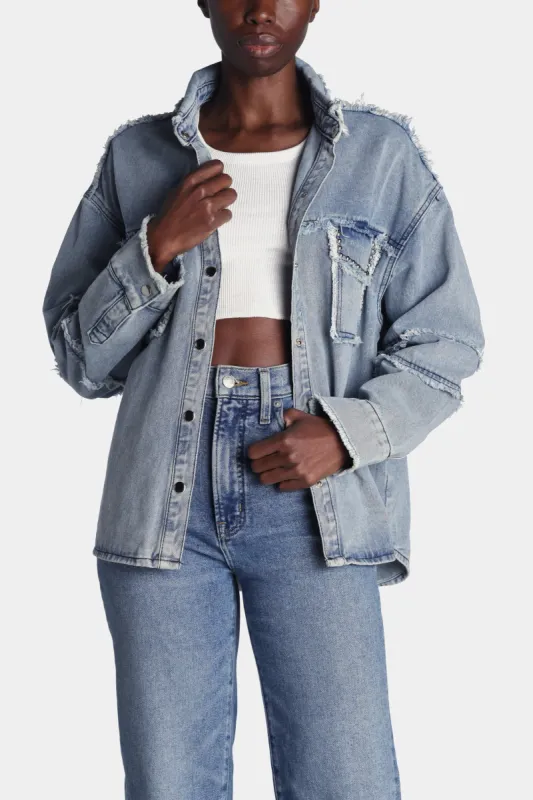 Denim Twill Shacket with Studs sold by Lord & Taylor