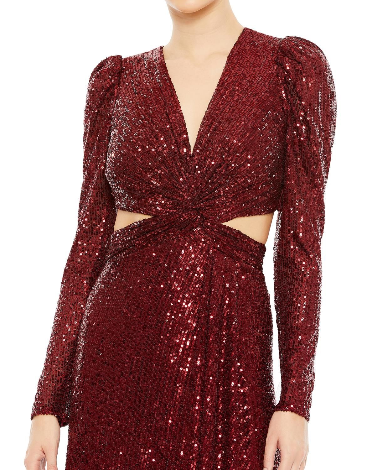 Sequined Criss Cross Long Sleeve Gown sold by Lord & Taylor product image thumbnail 3