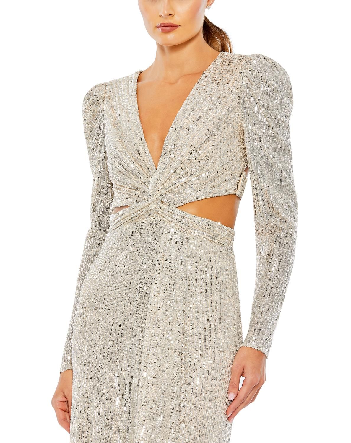 Sequined Criss Cross Long Sleeve Gown sold by Lord & Taylor product image thumbnail 7