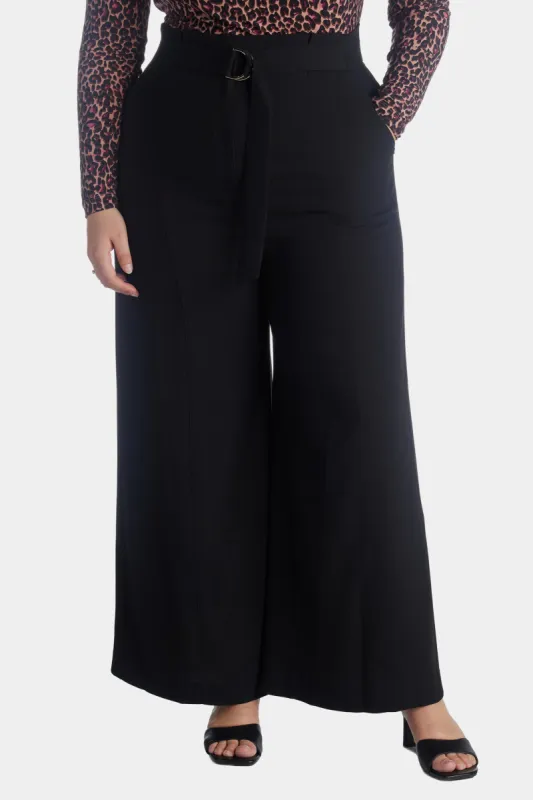 Wide Leg Belted Moss Crepe Pant sold by Lord & Taylor