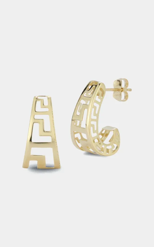 14K Gold Graduated Greek Key Earrings sold by Lord & Taylor