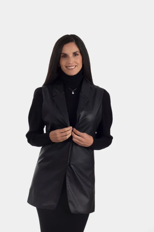 Sleeveless Long Faux Leather Vest sold by Lord & Taylor