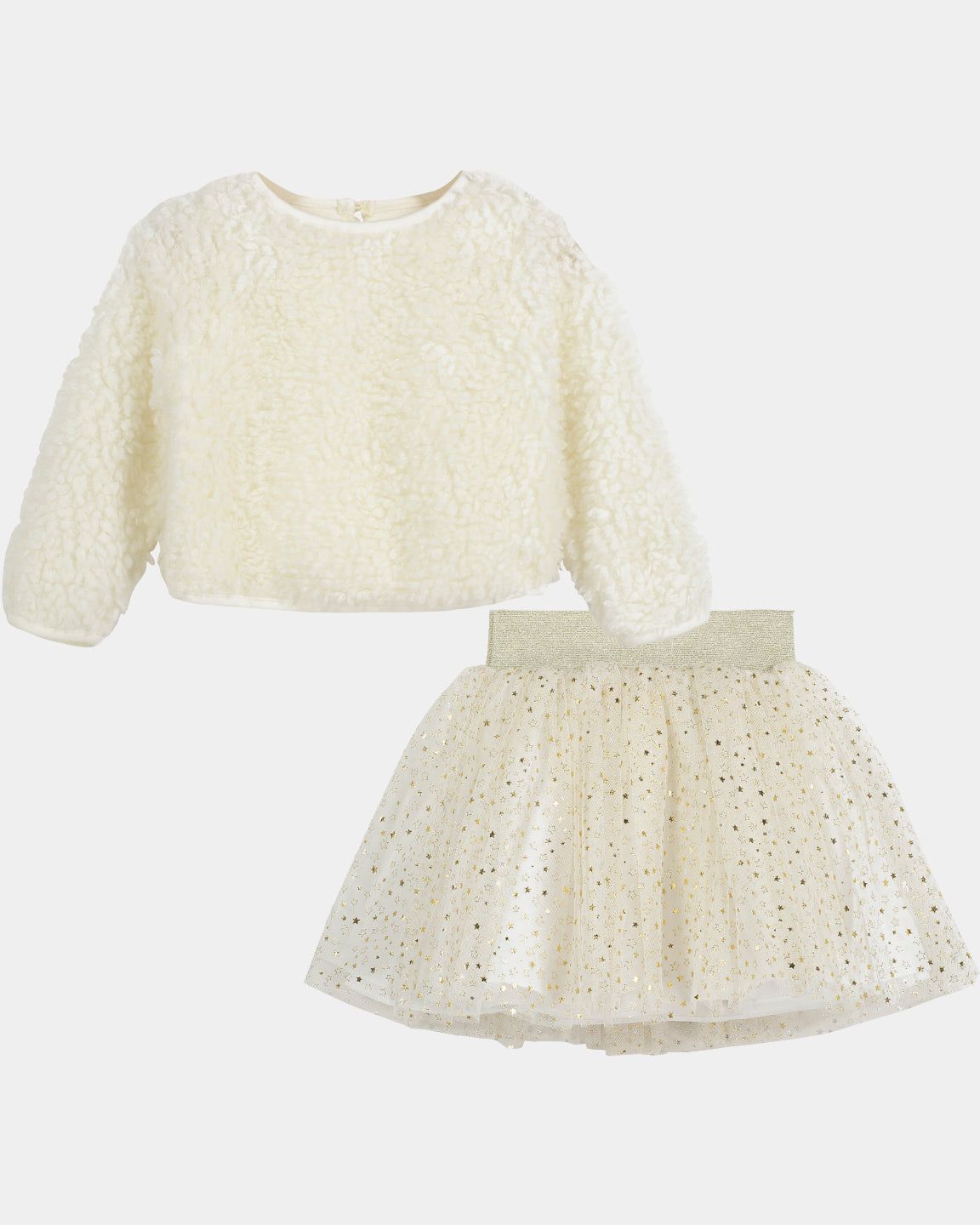 Girls Sherpa Top & Foil Star Tutu Skirt 2-Piece Set sold by Lord & Taylor