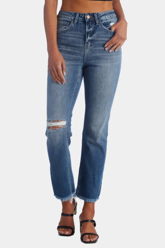 Super High Rise Ankle Straight Frayed Hem Jeans sold by Lord & Taylor