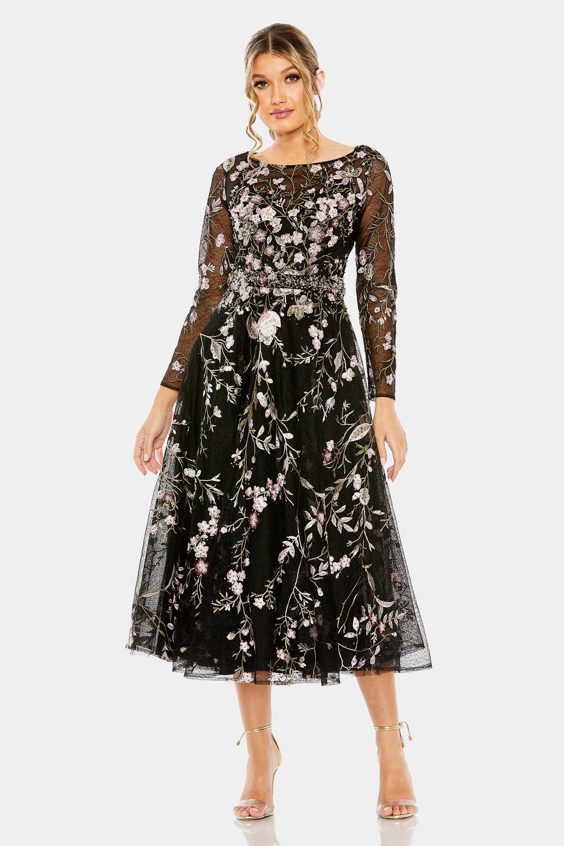 High Neck Long Sleeve Embroidered Dress sold by Lord & Taylor product image thumbnail 3