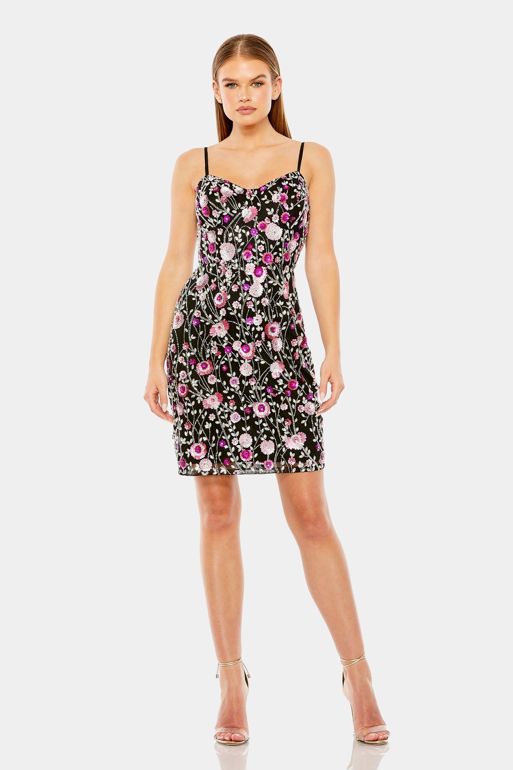 Slim Strap Bustier Floral Beaded Mini Dress sold by Lord & Taylor