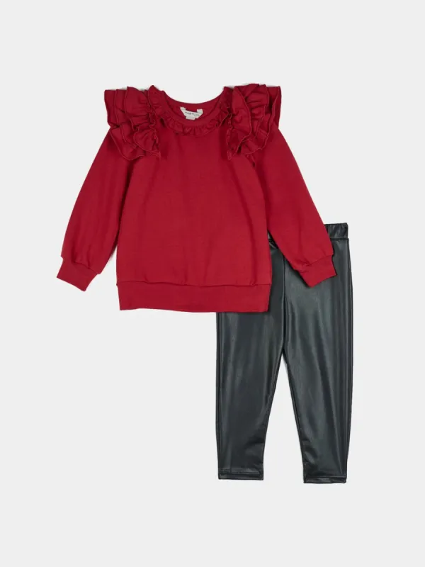 Girls Ruffle Sleeve Pullover & Pants 2-Piece Set sold by Lord & Taylor