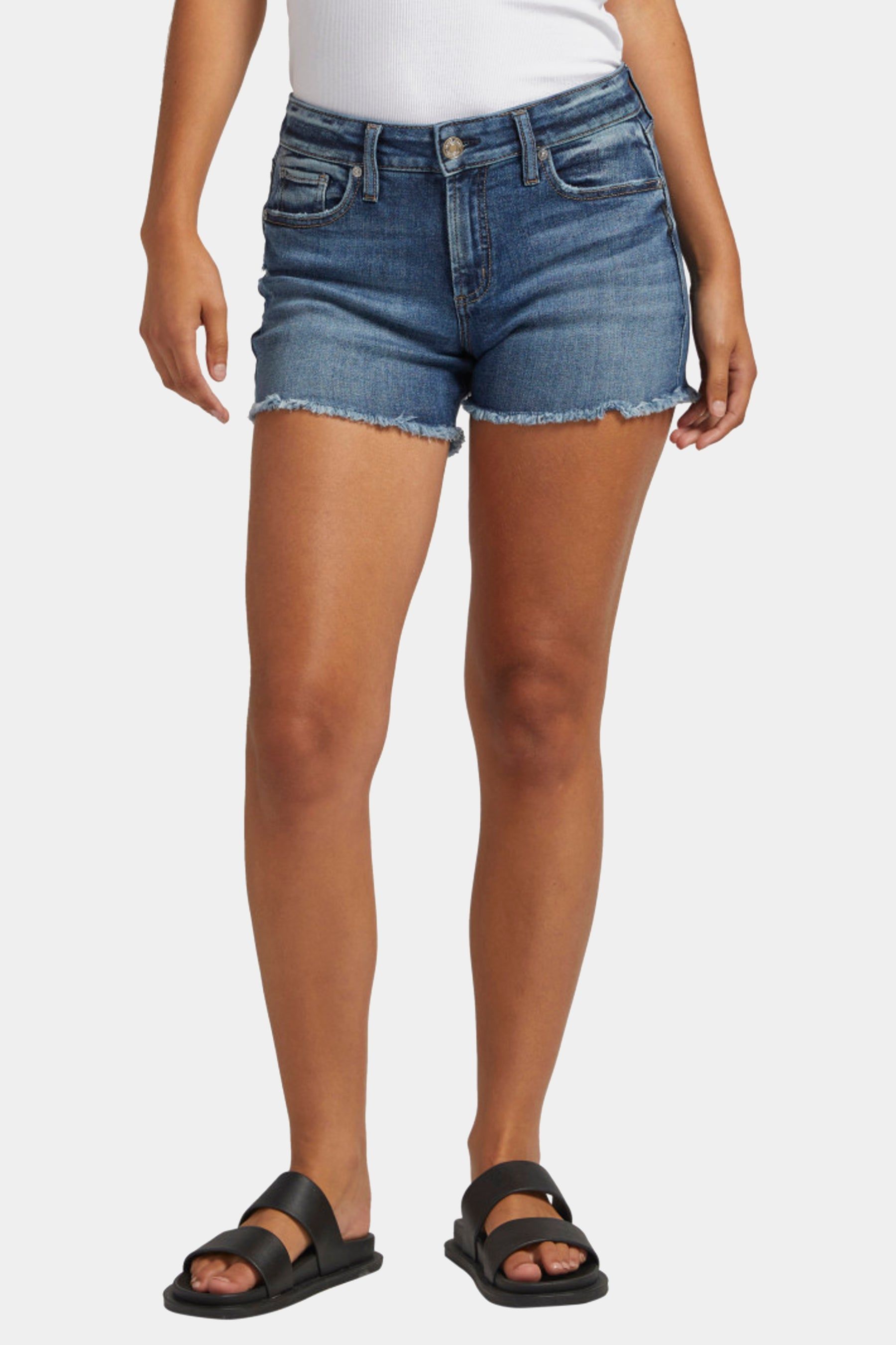 Mid-Rise Distressed Hem Shorts sold by Lord & Taylor