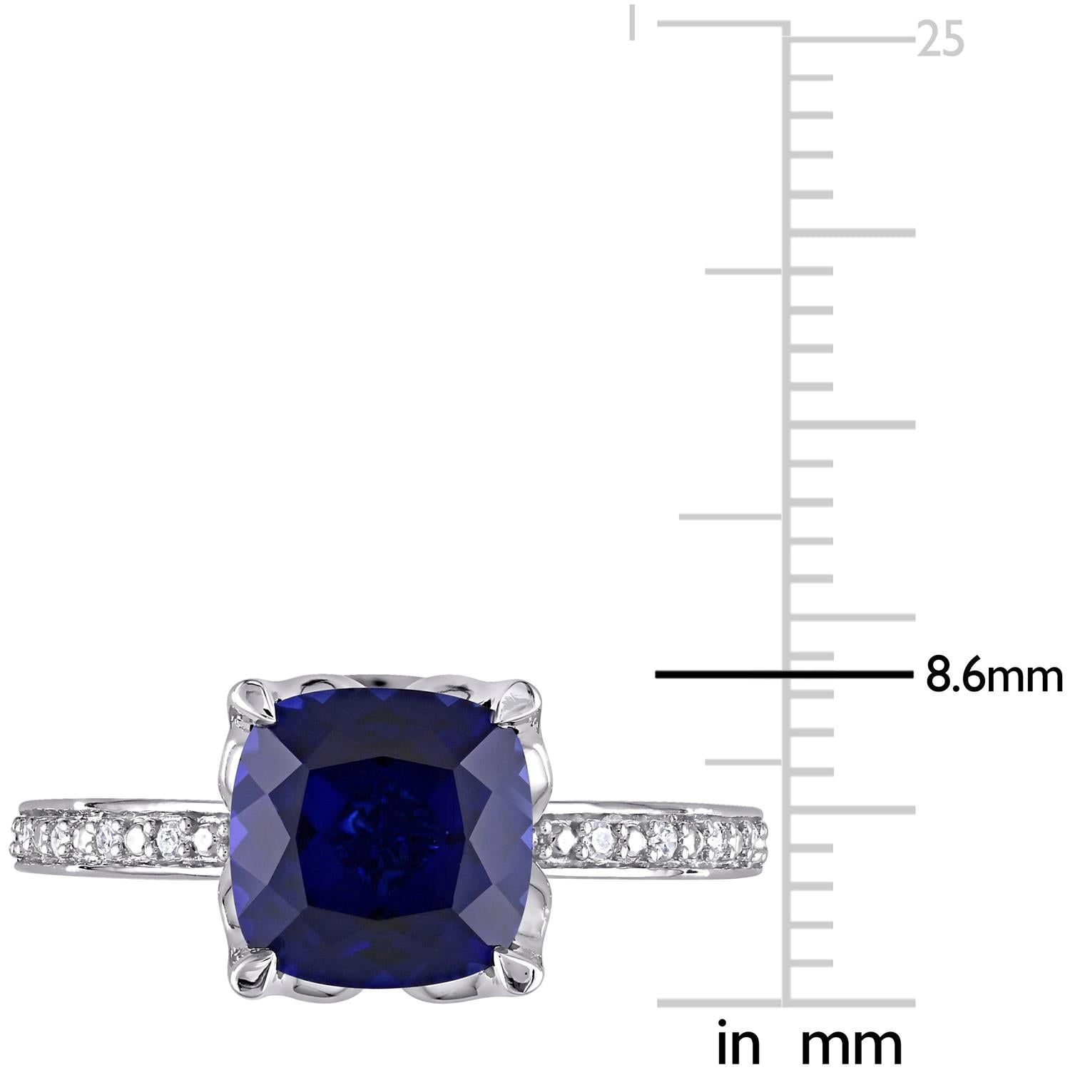 10k White Gold Created Blue Sapphire and Diamond Ring sold by Lord & Taylor product image thumbnail 4