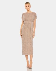 Beaded Cap Sleeve Column Midi Dress sold by Lord & Taylor