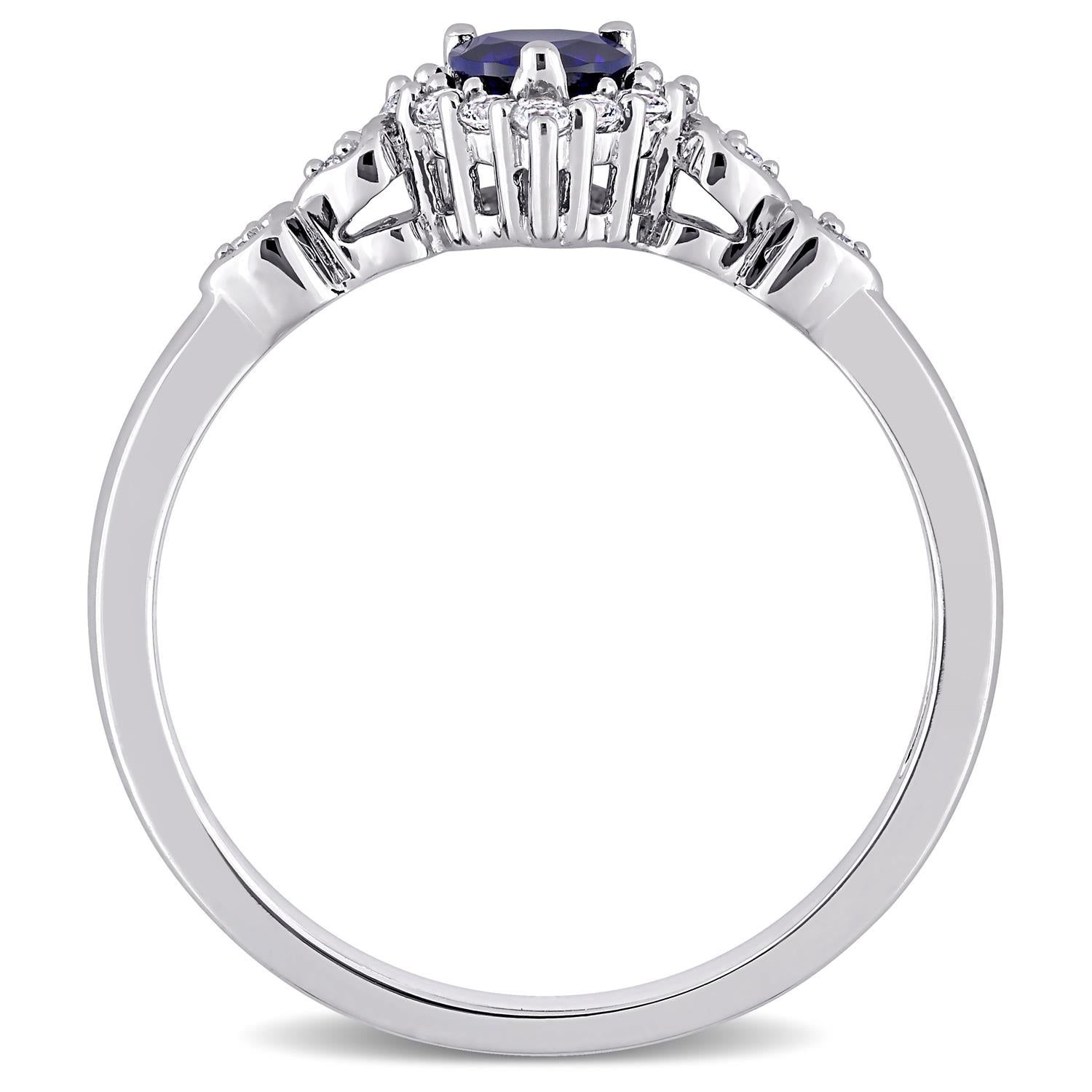 Lab-Created Blue an White Sapphire Ring sold by Lord & Taylor product image thumbnail 3