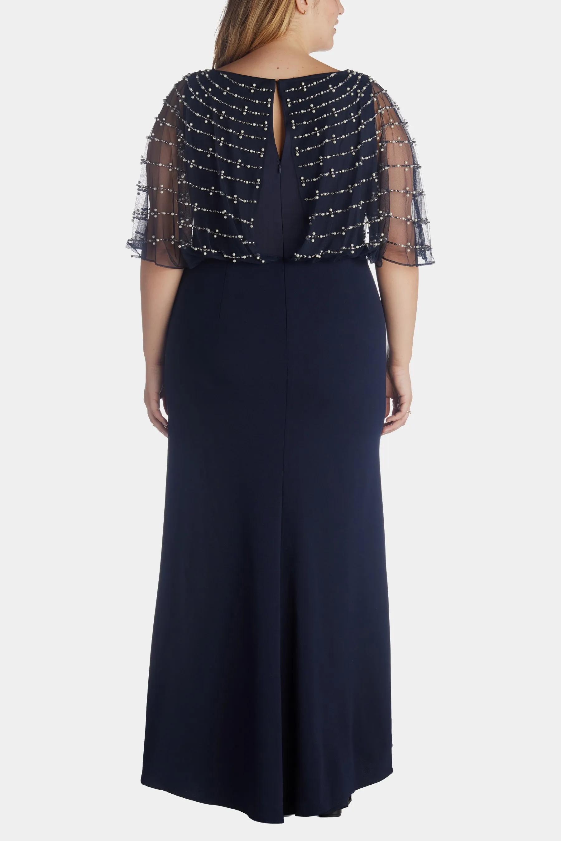 Long Scuba Crepe With Beaded Mesh Overlay Dress sold by Lord & Taylor product image thumbnail 5